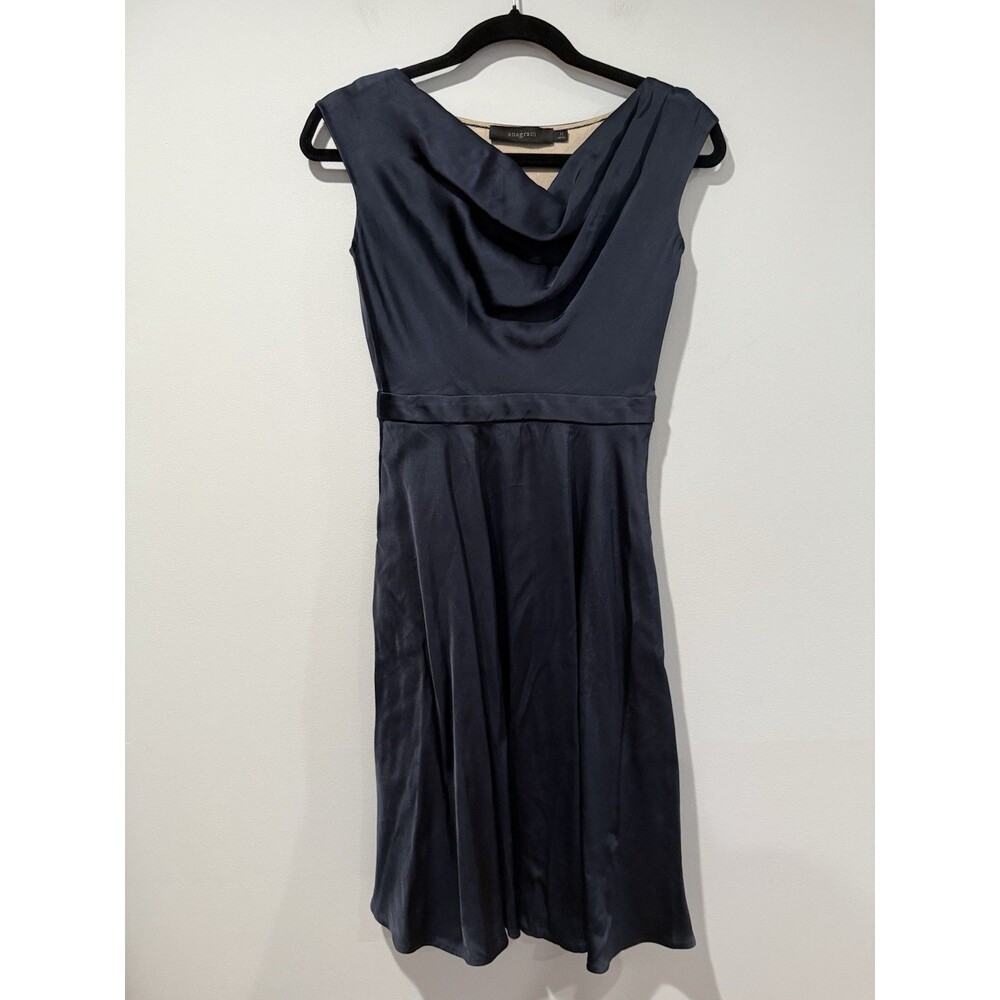 Anagram Swing Dress Womens XS/S Cocktail Travel Minimalist Cowl Zip Work Party